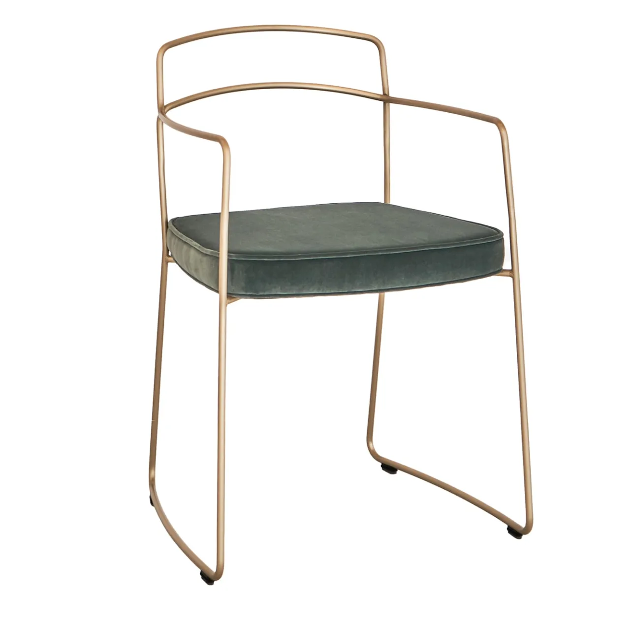 Enrico Girotti Chairs<SEIDECIMI AUREO GREEN HAND BRUSHED BRASS CHAIR