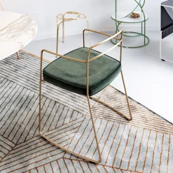 Enrico Girotti Chairs<SEIDECIMI AUREO GREEN HAND BRUSHED BRASS CHAIR
