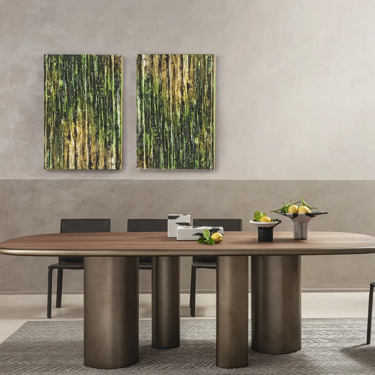 Morica Design Dining Tables<Sequoia Table in Oxidized Bronze and Canaletto Walnut