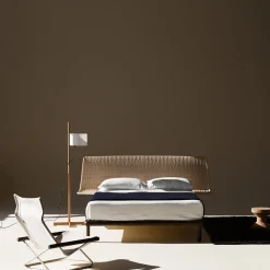 Lispi Beds<Serafino Iron & Wicker Double Bed by Mario Scairato