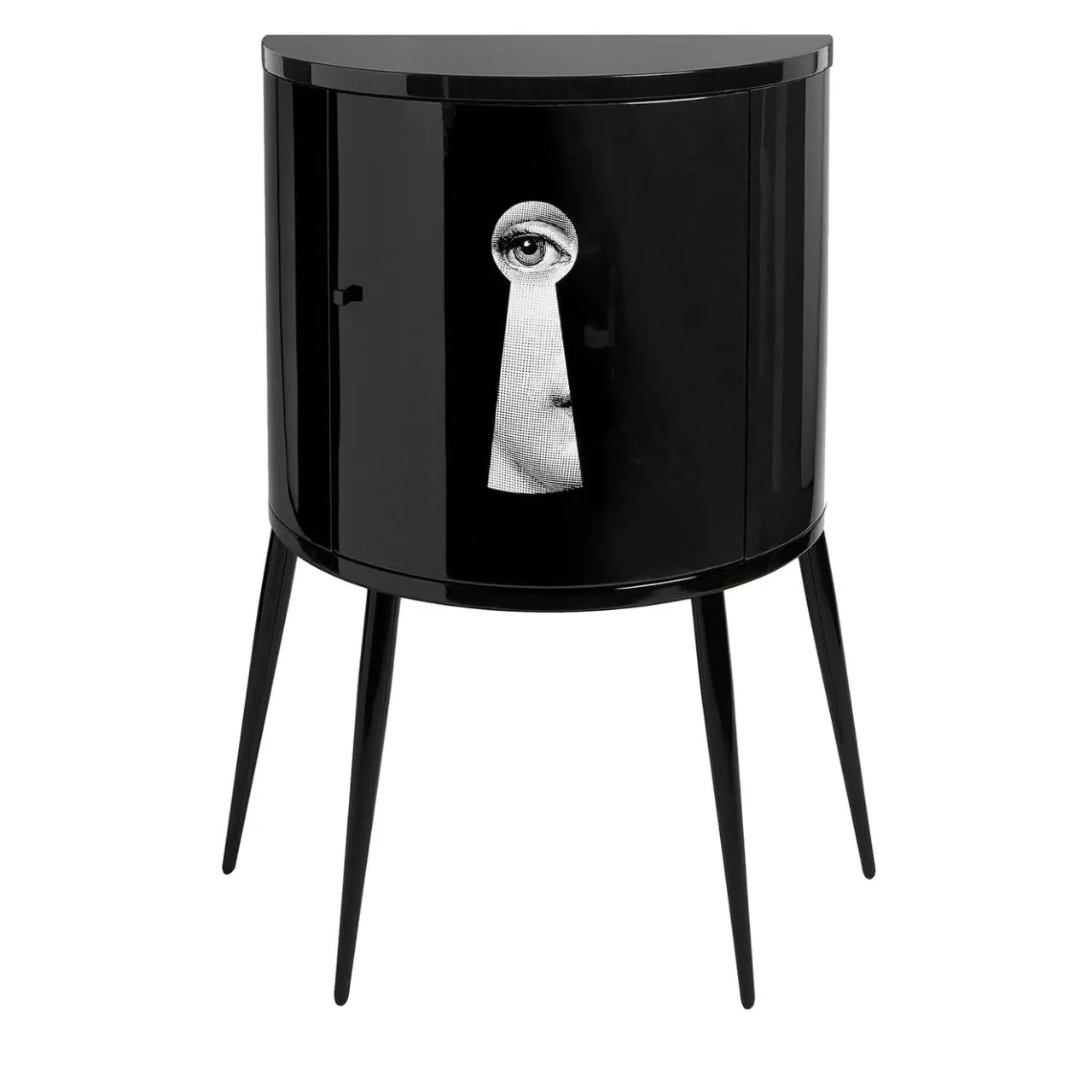 Fornasetti Cabinets<Serratura Black Curved Small Cabinet