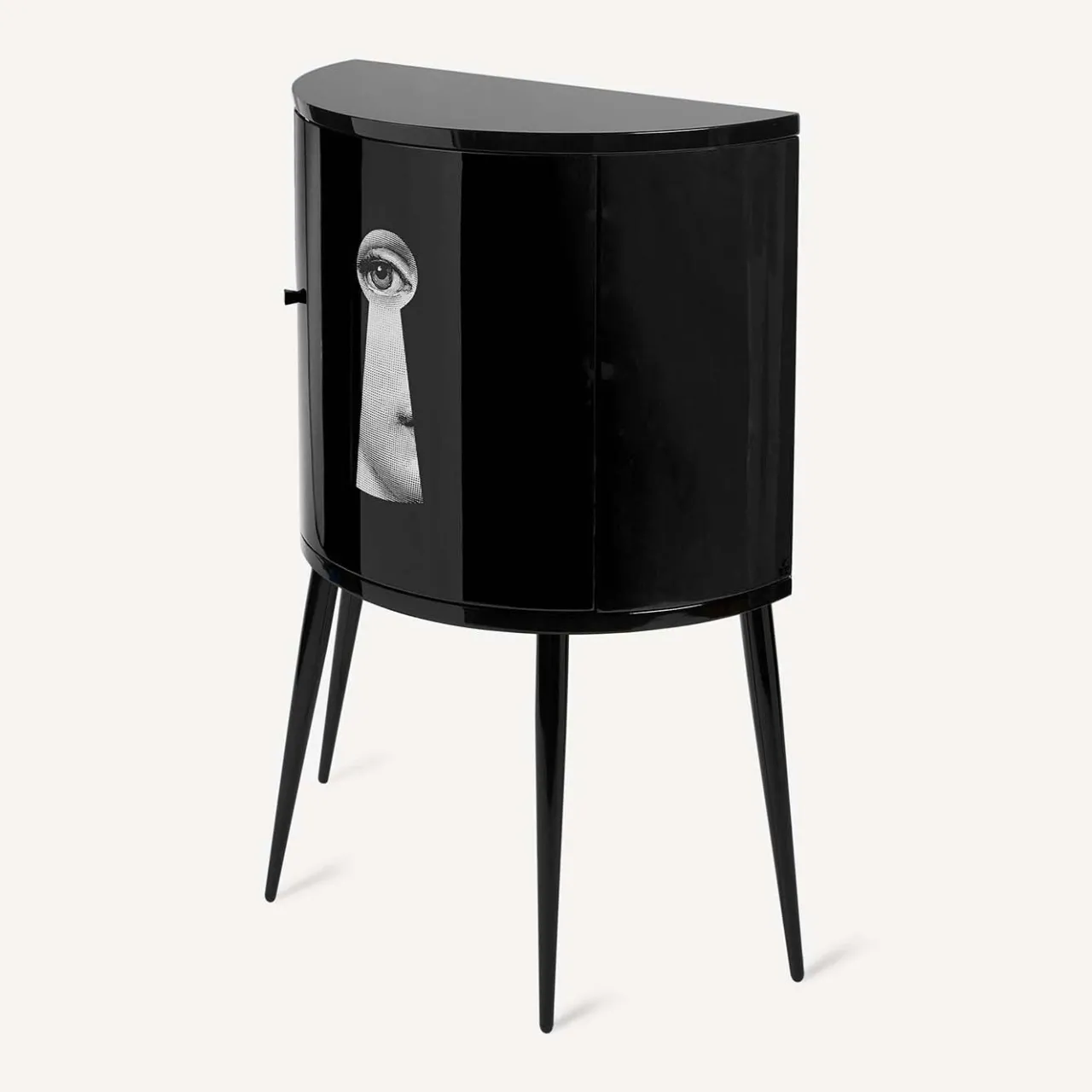 Fornasetti Cabinets<Serratura Black Curved Small Cabinet