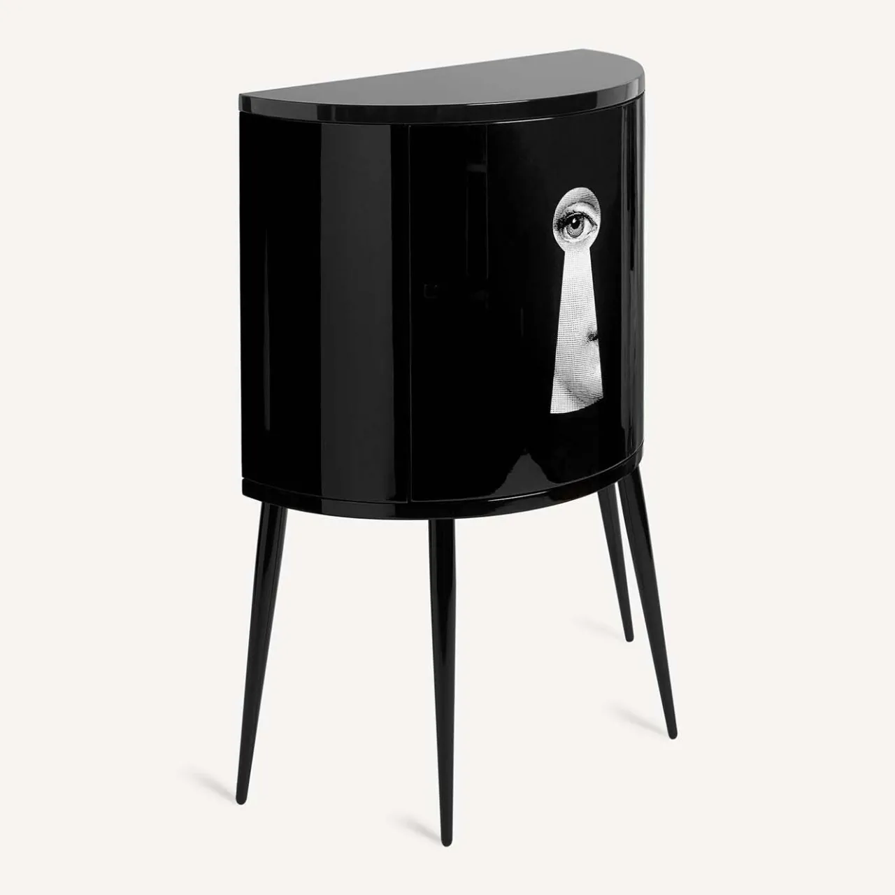 Fornasetti Cabinets<Serratura Black Curved Small Cabinet