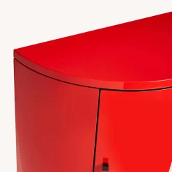 Fornasetti Cabinets<Serratura Red Curved Small Cabinet