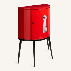 Fornasetti Cabinets<Serratura Red Curved Small Cabinet