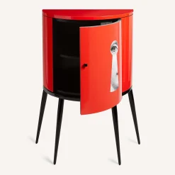 Fornasetti Cabinets<Serratura Red Curved Small Cabinet