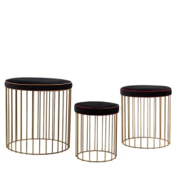 Bronzetto Stools<Set of 3 Brass Cage Stools