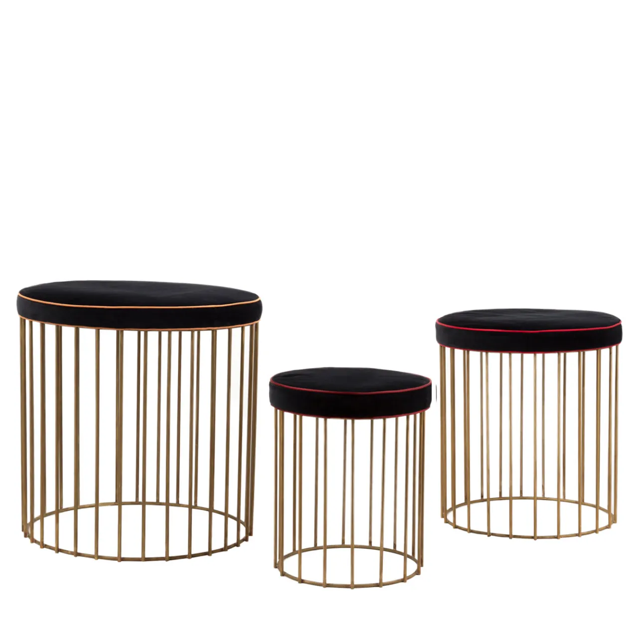Bronzetto Stools<Set of 3 Brass Cage Stools