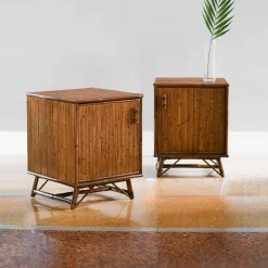Molto Collectibles Nightstands<Set of 2 1-Door Bamboo Nightstands
