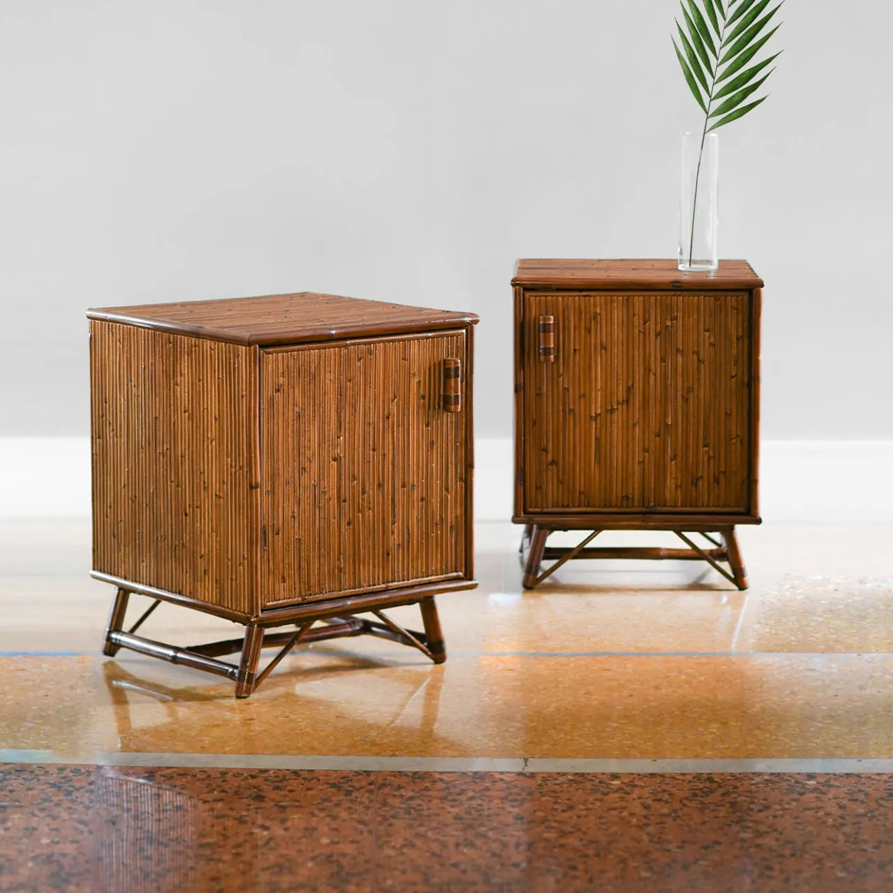 Molto Collectibles Nightstands<Set of 2 1-Door Bamboo Nightstands