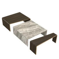 Morello Gianpaolo Nesting Tables<Set of 3 Marble & Wood Nesting Tables