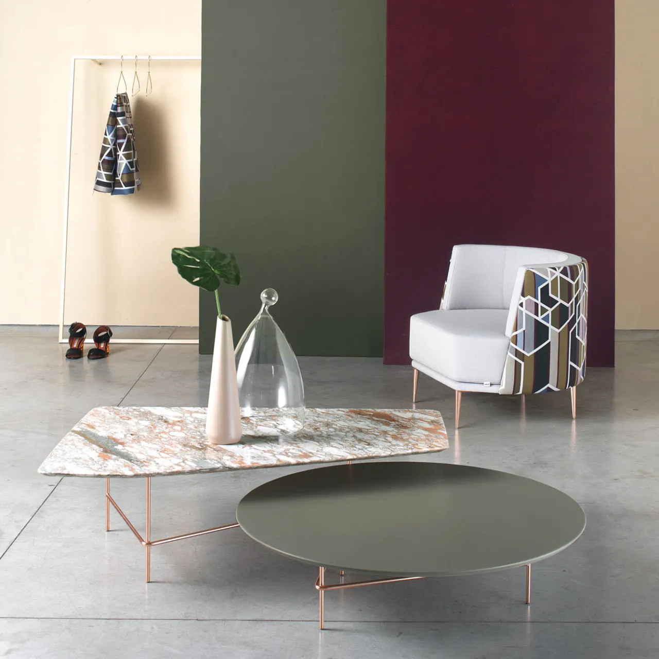 Sitia Nesting Tables<Set Of 2 Norvegia Marble And Green Fenix Lovers Nesting Tables