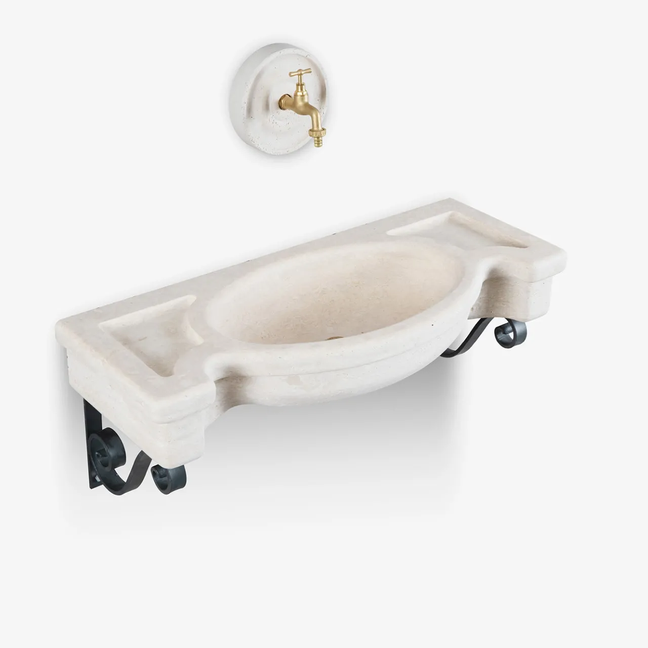 Veltha Outdoor Stone Design Other Outdoor Furniture<Sethra Travertine Semicircular Basin