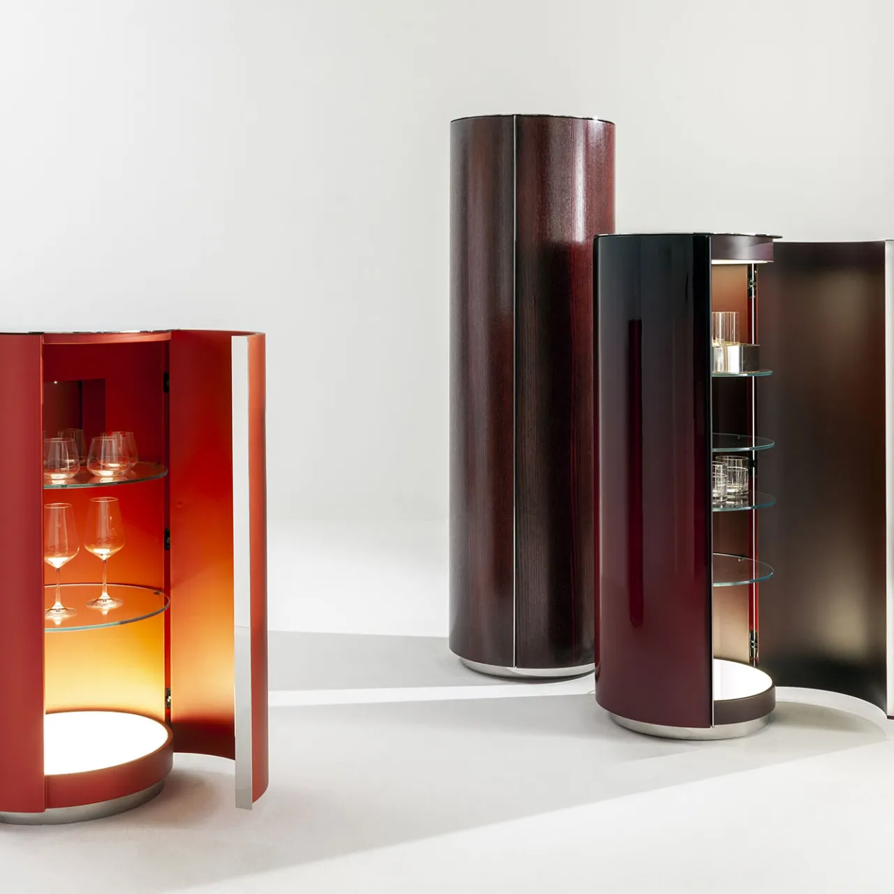 Laura Meroni Cabinets<Shaded Red Cylindrical Cabinet