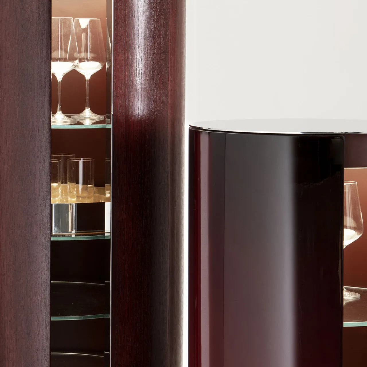 Laura Meroni Cabinets<Shaded Red Cylindrical Cabinet