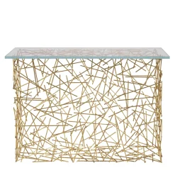 Non Solo Luce Consoles<Shanghai Gold Brass Base with Glass Top Console by Galleria Flair Firenze