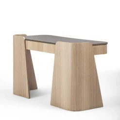 Carpanelli Desk & Writing Tables<Shape 2-Drawer Leather & Eucalyptus Desk
