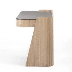 Carpanelli Desk & Writing Tables<Shape 2-Drawer Leather & Eucalyptus Desk