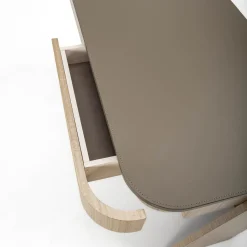 Carpanelli Desk & Writing Tables<Shape 2-Drawer Leather & Eucalyptus Desk