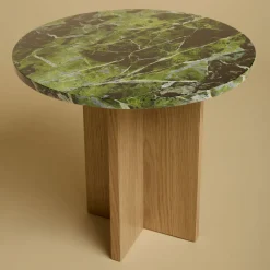 Lebanto Side Tables<Sherman Side Table in Marble Green Tifone and Solid Oak