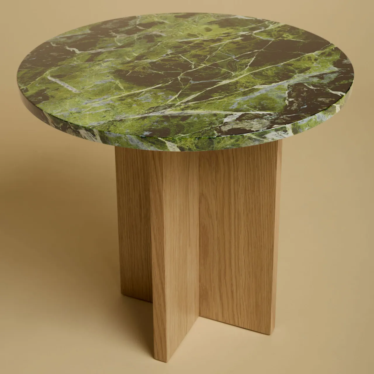 Lebanto Side Tables<Sherman Side Table in Marble Green Tifone and Solid Oak