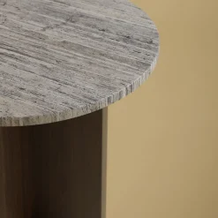 Lebanto Side Tables<Sherman Side Table in Travertine Titanium and Solid Oak
