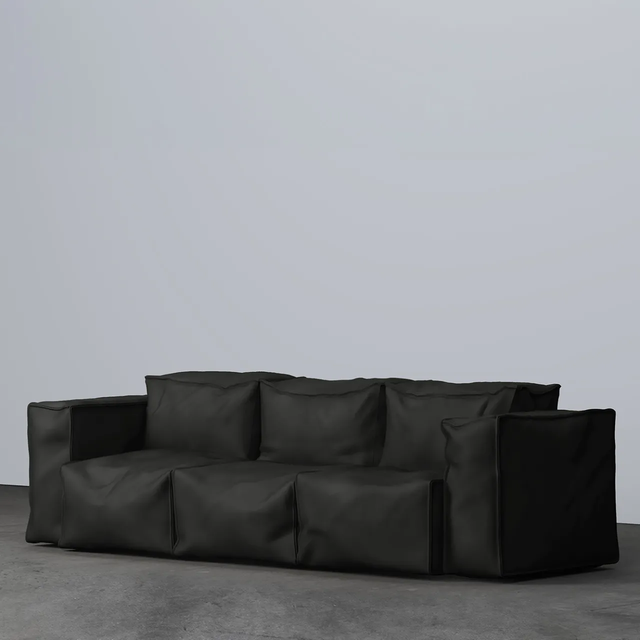 Secolo Sofas<Sibylia Black Leather Sofa