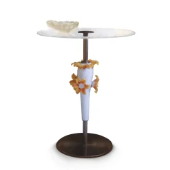 Ros Italia Interiors Side Tables<Side Table with Murano Glass Top and Sunflowers Elements