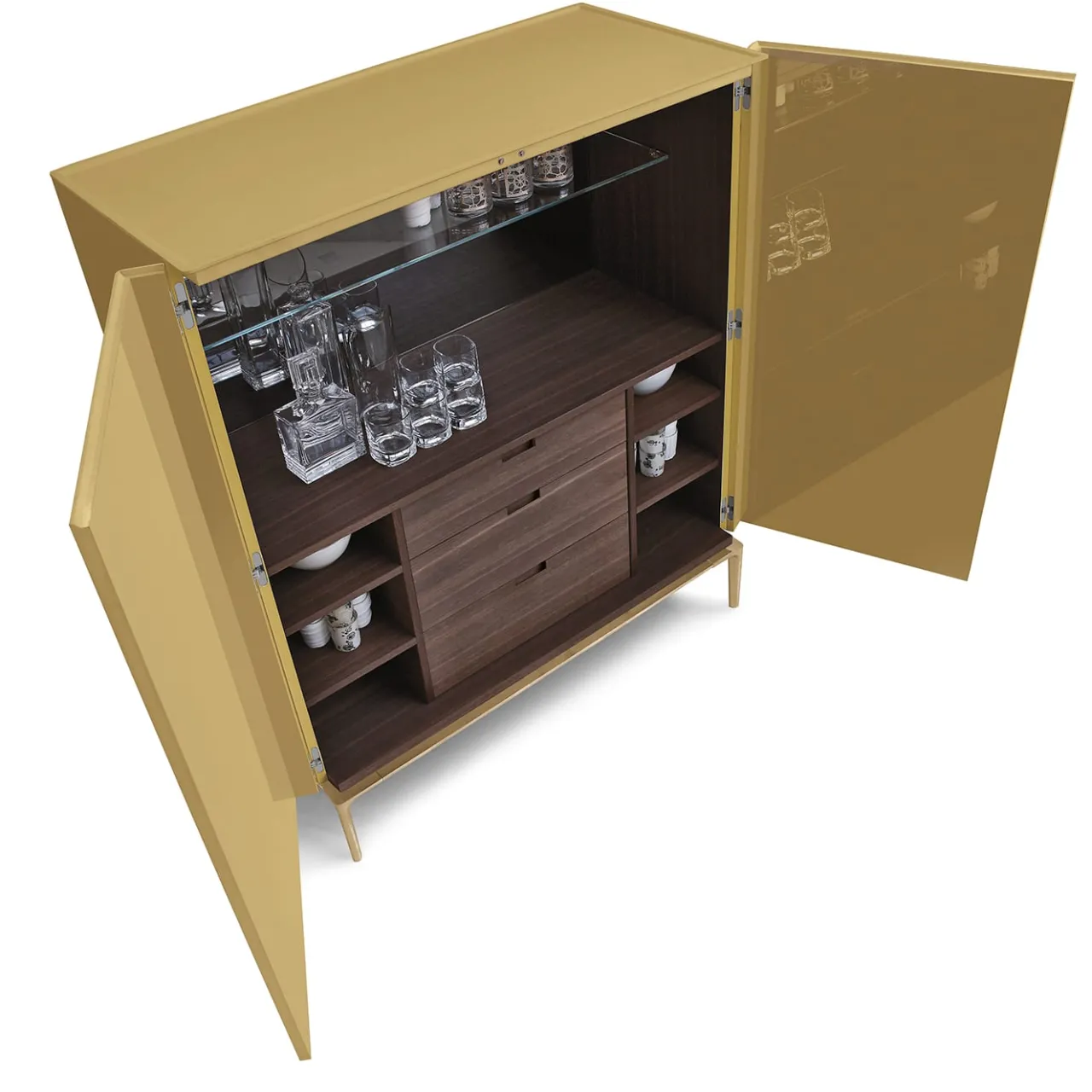 Alivar Bar Cabinets<Side Up Mustard Bar Cabinet by Giuseppe Bavuso