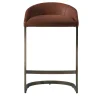 Emmemobili Bar Stools<Sign brown leather with bronze finish brass base high stool