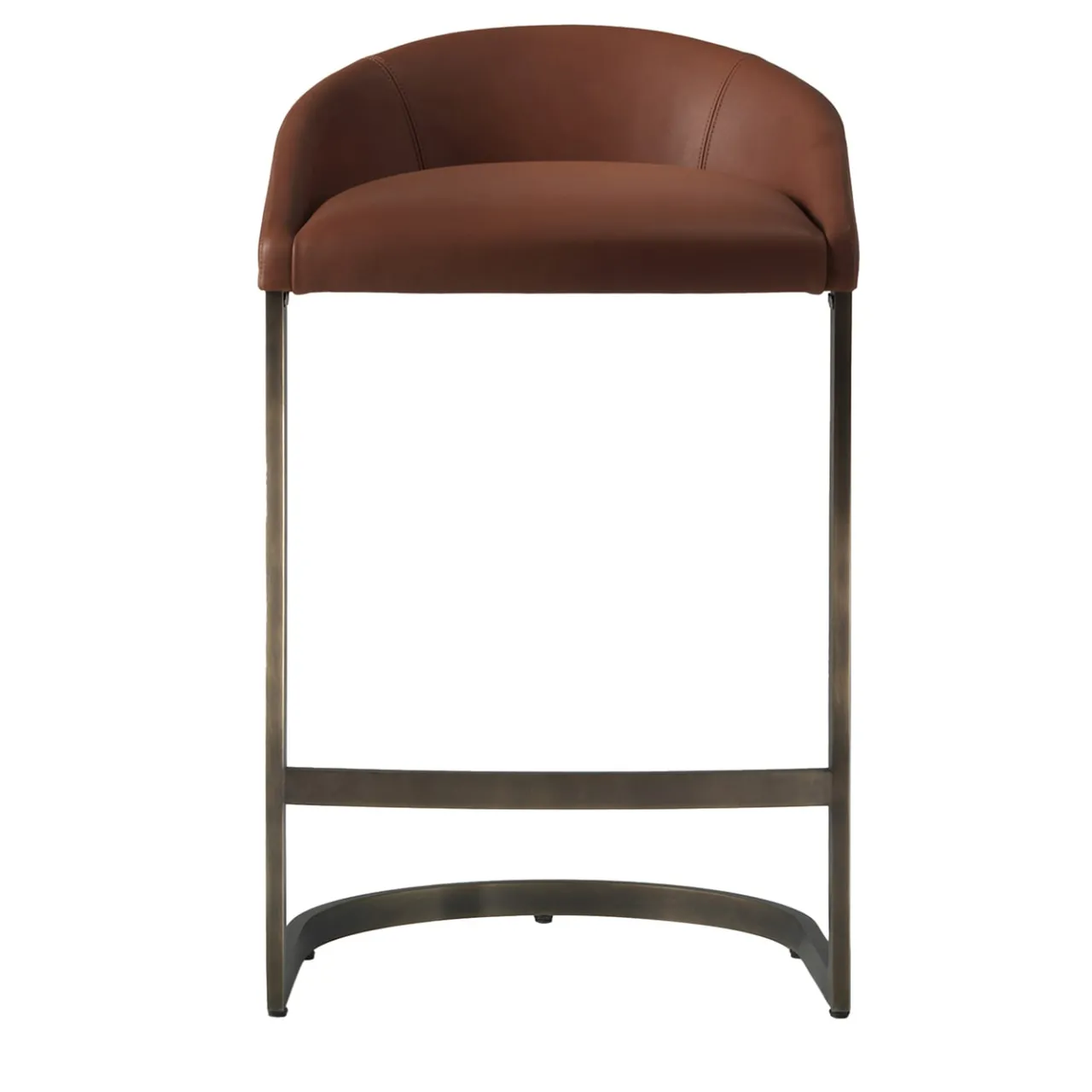 Emmemobili Bar Stools<Sign brown leather with bronze finish brass base high stool