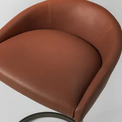 Emmemobili Bar Stools<Sign brown leather with bronze finish brass base high stool