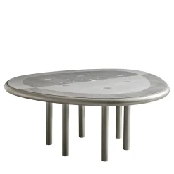 Chiara Provasi Dining Tables<Silver Drop Inlaid Metal and Gray Wooden Dining Table