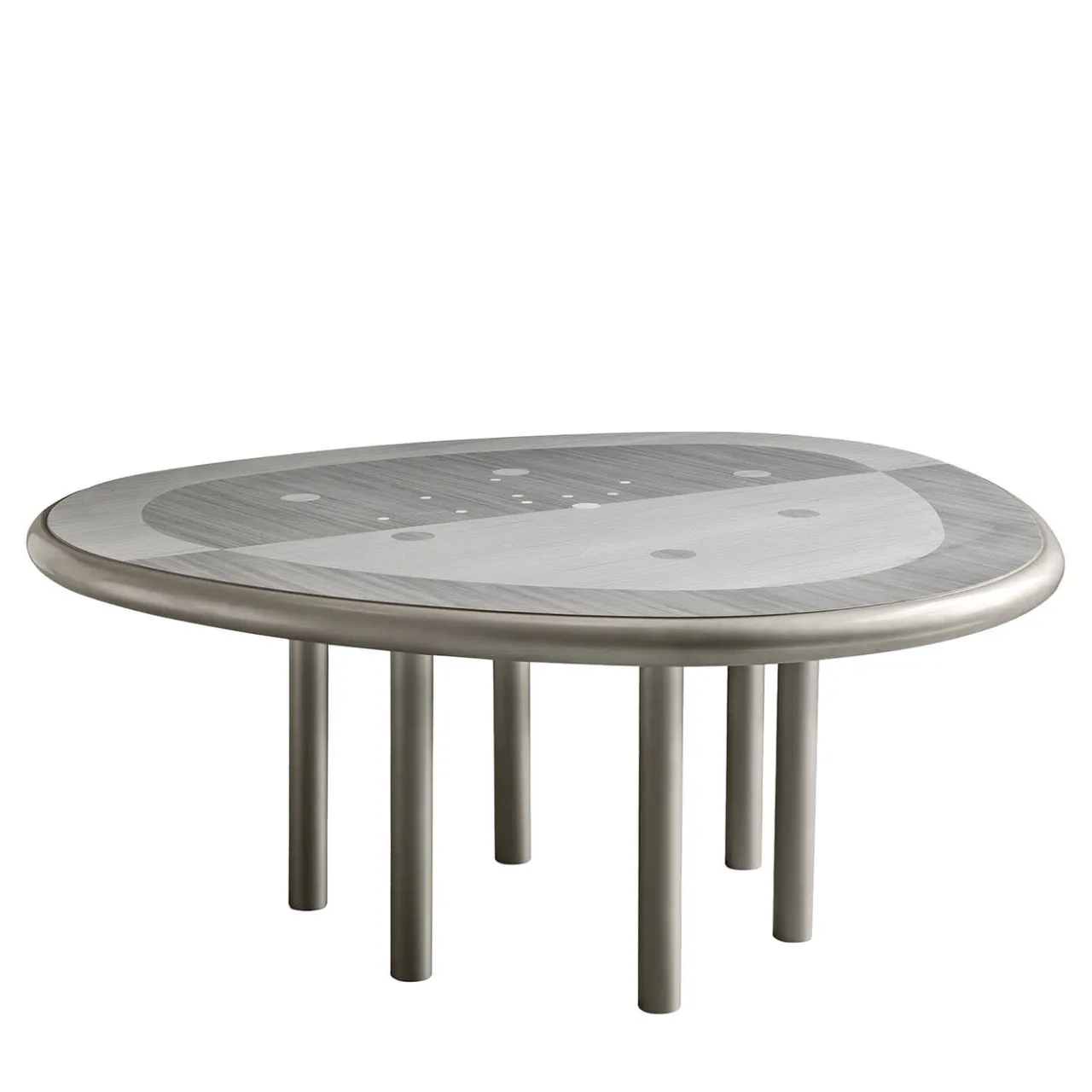 Chiara Provasi Dining Tables<Silver Drop Inlaid Metal and Gray Wooden Dining Table