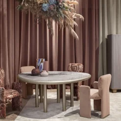 Chiara Provasi Dining Tables<Silver Drop Inlaid Metal and Gray Wooden Dining Table
