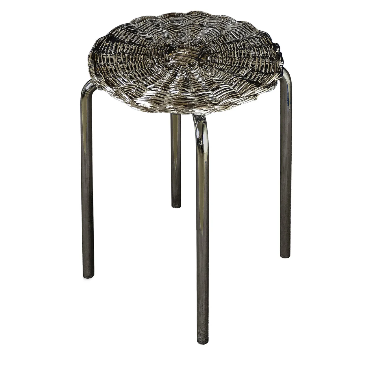 Caspal Stools<Silver Plated Woven Metal Stool