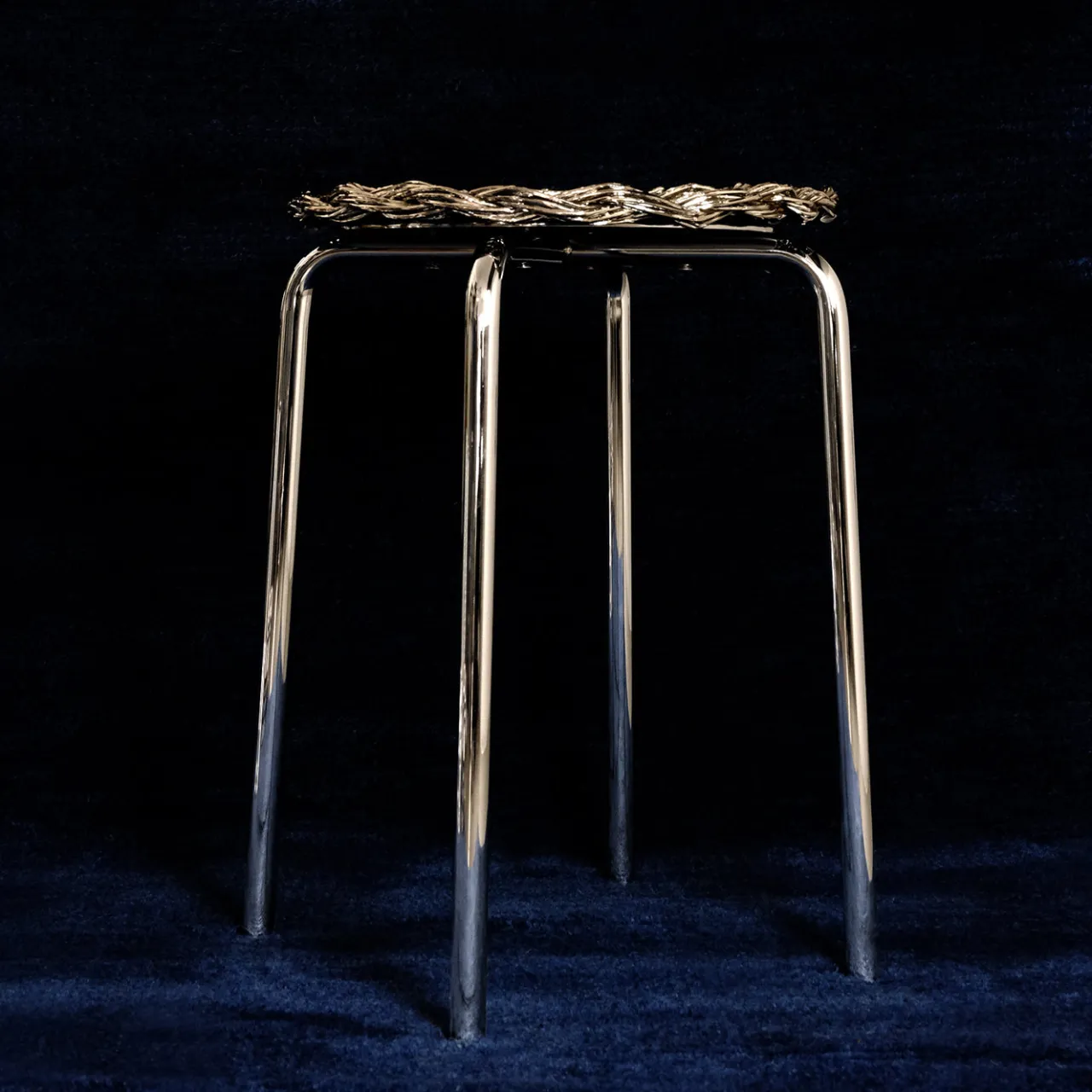 Caspal Stools<Silver Plated Woven Metal Stool