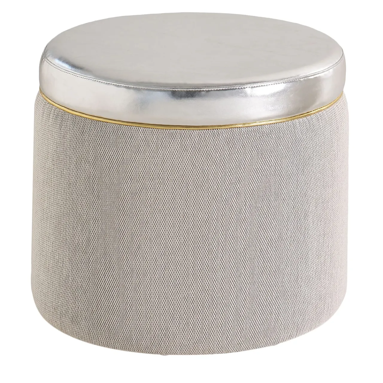 Morello Gianpaolo Ottomans & Poufs<Silvery-Seat Cylindrical Pouf