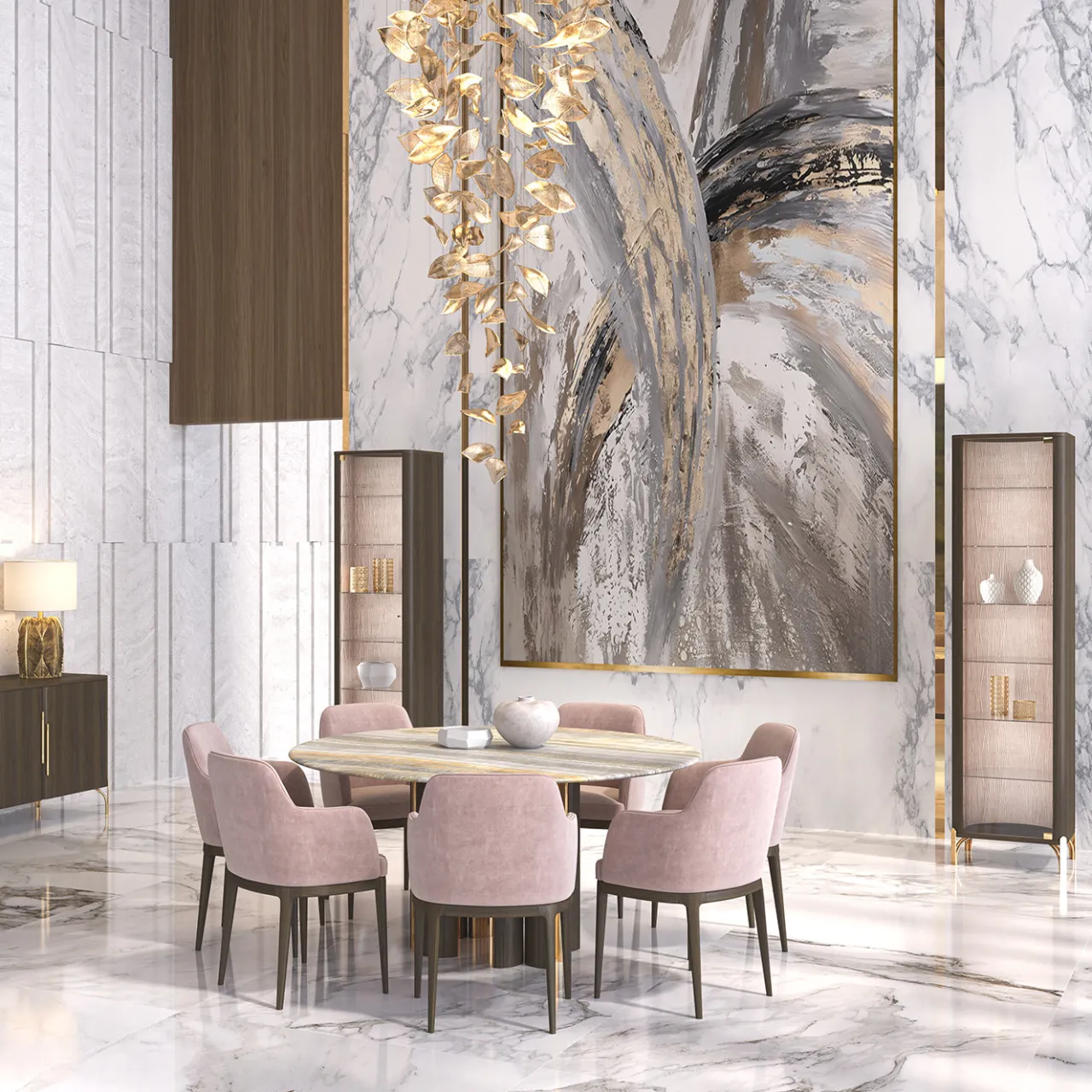 Morello Gianpaolo Cabinets<Single Door Glass Cabinet with LED Lighting