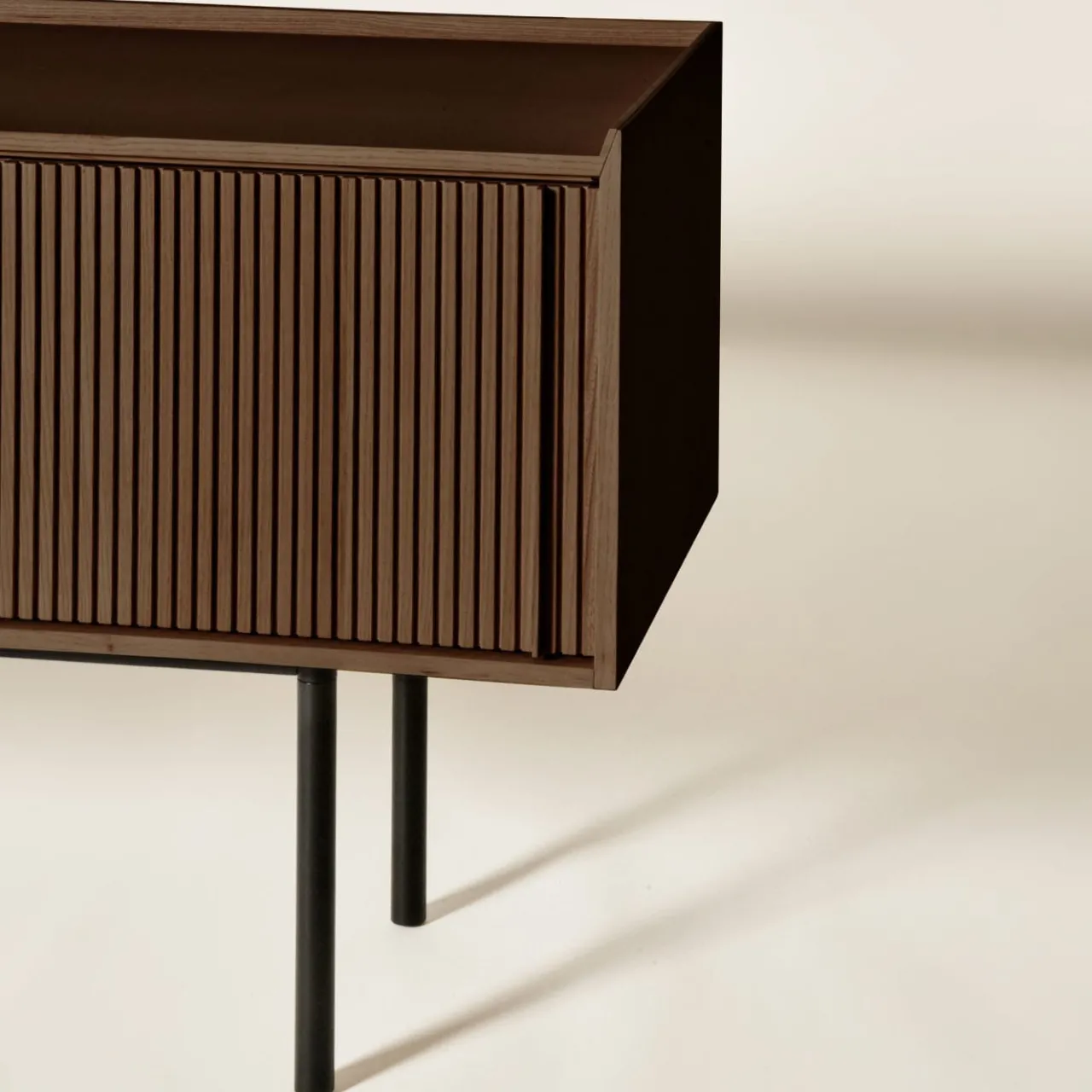 Dale Italia Sideboards Buffets<Sipario 2-Doors High Brown Ash Sideboard