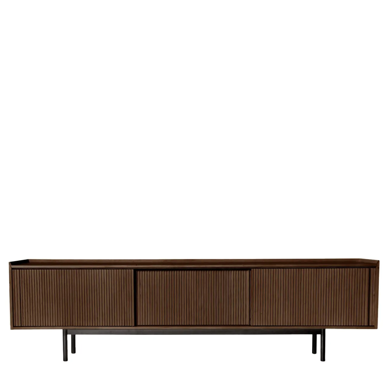 Dale Italia Sideboards Buffets<Sipario 3-Doors Low Brown Ash Sideboard