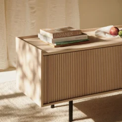 Dale Italia Sideboards Buffets<Sipario 3-Doors Low Natural Ash Sideboard