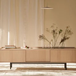 Dale Italia Sideboards Buffets<Sipario 3-Doors Low Natural Ash Sideboard