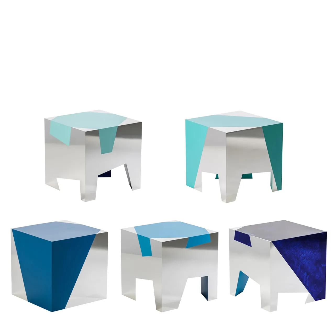 altreforme Stools<Sissi Blu Di Prussia Set of Five Stools