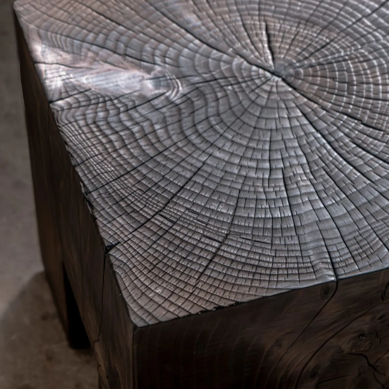 Riccardo Monte Side Tables<Skelly Cube Charred Finish Side Table