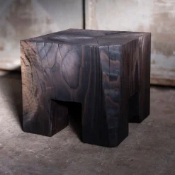 Riccardo Monte Side Tables<Skelly Cube Charred Finish Side Table