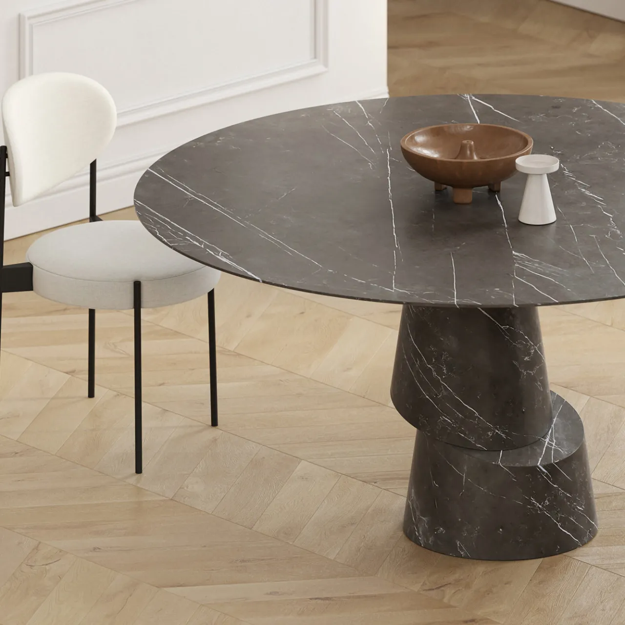 Etamorph Dining Tables<Slice Graphite Stone Round Dining Table