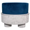 Fuda Ottomans & Poufs<Small Spike Blue Velvet and Carrara Marble Pouf By Nick Maltese