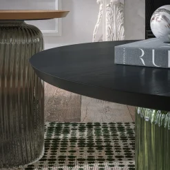 Tonin Casa Coffee Tables<Soffio Olive Green Glass & Black Ash Coffee Table