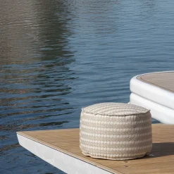 Villevenete Other Outdoor Furniture<Soft Cay beige and white fabric Outdoor Pouf